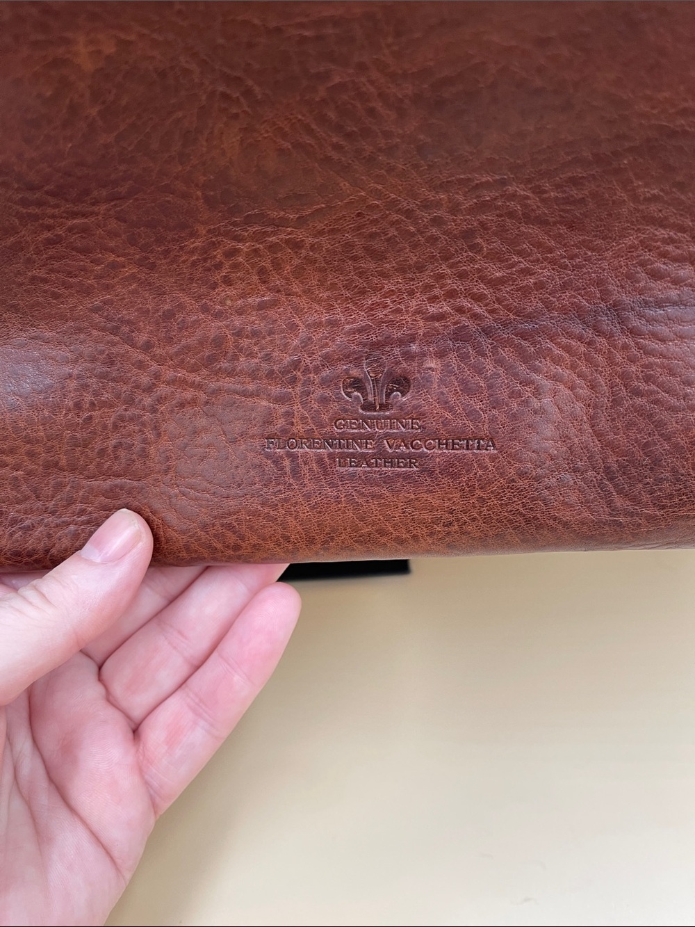 Dooney & Bourke Brown Florentine Vacchetta Leather Dual-Pocket Tote - Picture 3 of 8